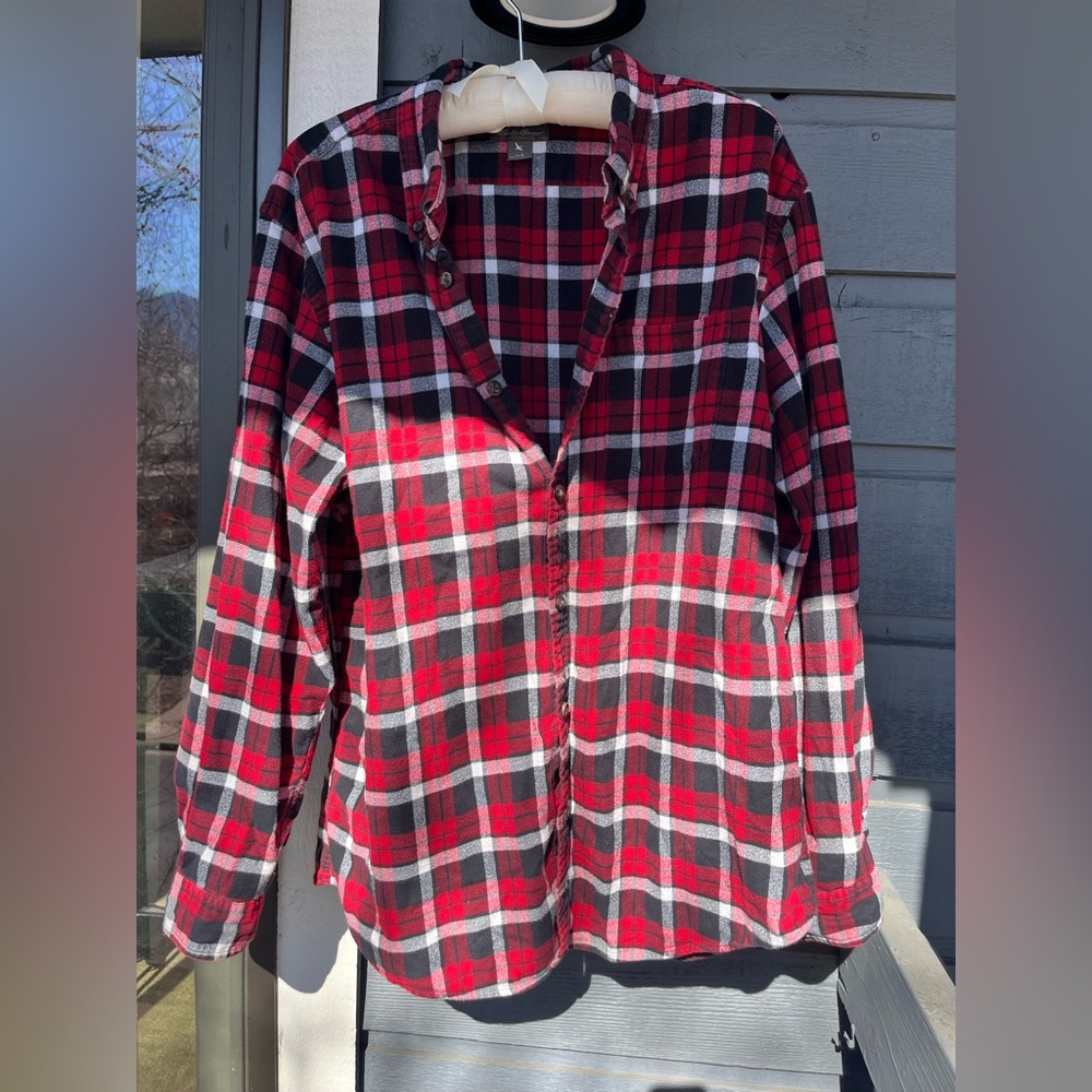 Eddie Bauer Cotton Flannel Red Black Plaid Large
